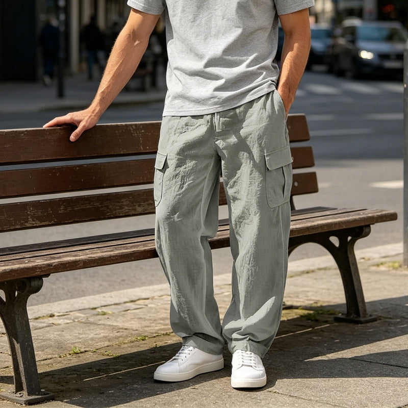 📢📢Letzter Tag – 50 % Rabatt!! ⏰Herren Cargo-Hose aus Baumwolle & Leinen 🌿 Locker, Atmungsaktiv & Alltagstauglich