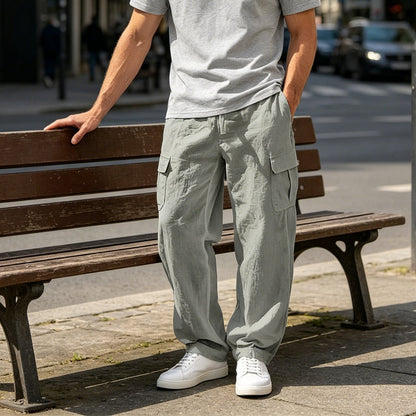 📢📢Letzter Tag – 50 % Rabatt!! ⏰Herren Cargo-Hose aus Baumwolle & Leinen 🌿 Locker, Atmungsaktiv & Alltagstauglich