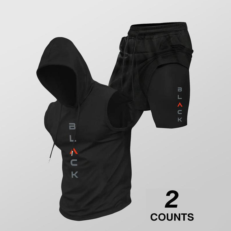 ⌛ Nur noch 1 Woche – 50 % auf alles + kostenloser Versand! ⏰Herren Sport-Set – ärmelloses Hoodie & Shorts – atmungsaktiv, schnelltrocknend & bequem 🏃‍♂️💪