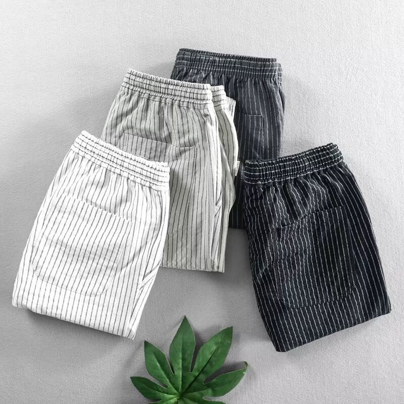Herren Freizeithose aus Leinenmischung mit Streifenmuster – leicht, atmungsaktiv & bequem