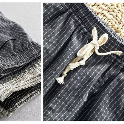 Herren Freizeithose aus Leinenmischung mit Streifenmuster – leicht, atmungsaktiv & bequem