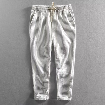 Herren Freizeithose aus Leinenmischung mit Streifenmuster – leicht, atmungsaktiv & bequem