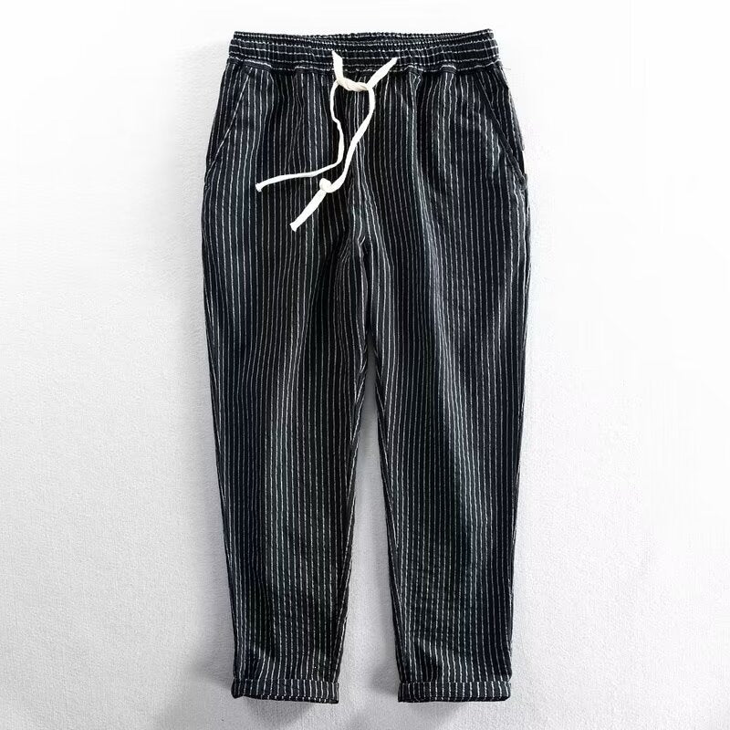 Herren Freizeithose aus Leinenmischung mit Streifenmuster – leicht, atmungsaktiv & bequem