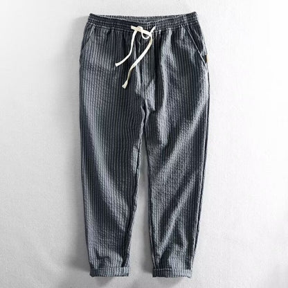 Herren Freizeithose aus Leinenmischung mit Streifenmuster – leicht, atmungsaktiv & bequem