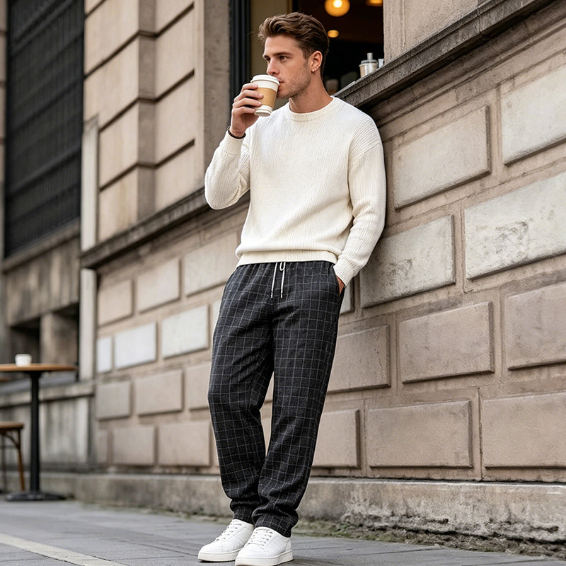 🌞NEU: Sommerkollektion mit bis zu 50% Rabatt 🛍️Weite Herren Freizeithose mit Karomuster – bequem, atmungsaktiv & vielseitig