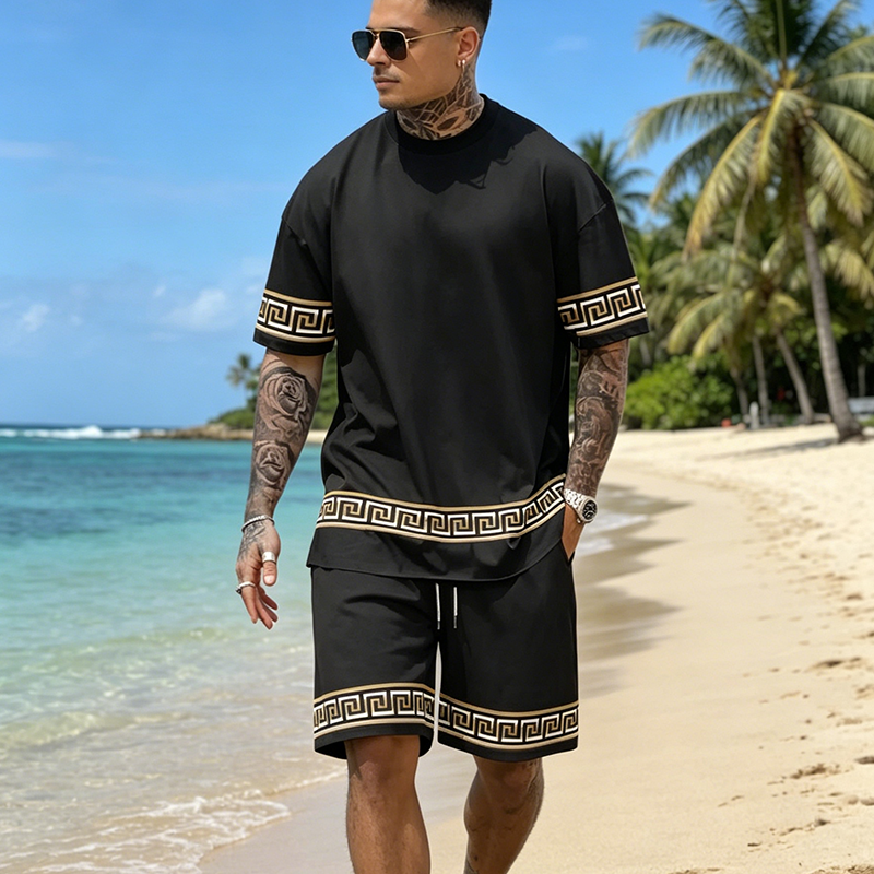 🌞 Sommerneuheiten – Jetzt bis zu 50% sparen! 💰2-teiliges Set für Herren – Kurzarm Shirt & Shorts ✨ Atmungsaktiv & Lockerer Schnitt