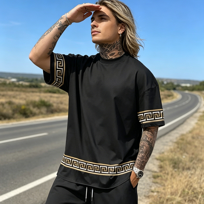 🌞 Sommerneuheiten – Jetzt bis zu 50% sparen! 💰2-teiliges Set für Herren – Kurzarm Shirt & Shorts ✨ Atmungsaktiv & Lockerer Schnitt