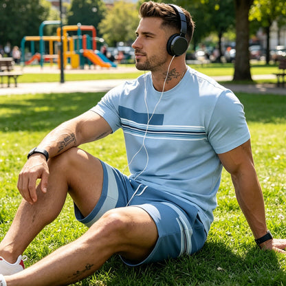 ⏰ 40 % RABATT – Nur für kurze Zeit 👕Herren-T-Shirt & Shorts 2-teiliges Set