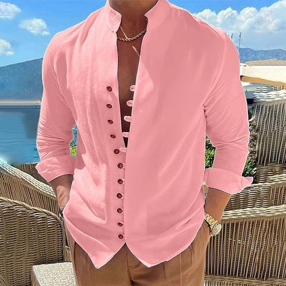 🌞 Sommerneuheiten – Jetzt bis zu 50% sparen! 🌊Herren-Freizeithemd mit Stehkragen und langen Ärmeln