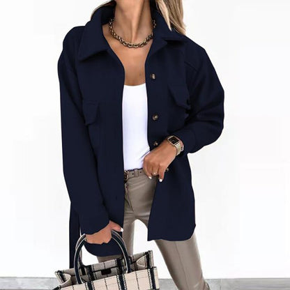 Damen Oversize Hemdjacke aus Fleece mit Brusttaschen