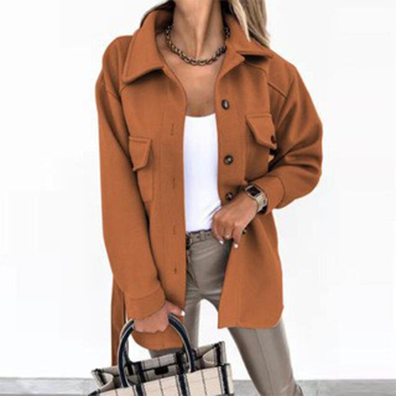 Damen Oversize Hemdjacke aus Fleece mit Brusttaschen
