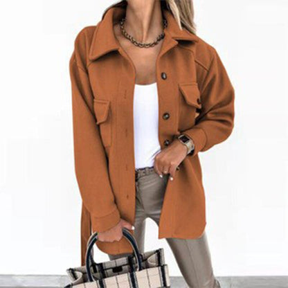 Damen Oversize Hemdjacke aus Fleece mit Brusttaschen