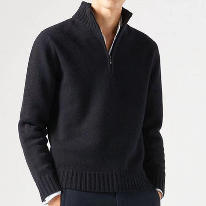 Bequemer und stilvoller Herrenpullover mit halbem Reißverschluss